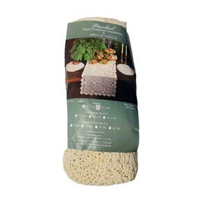 Amrose New Hand Crocheted Beige Pinwheel Table Runner 15" x 54" New 100% Cotton